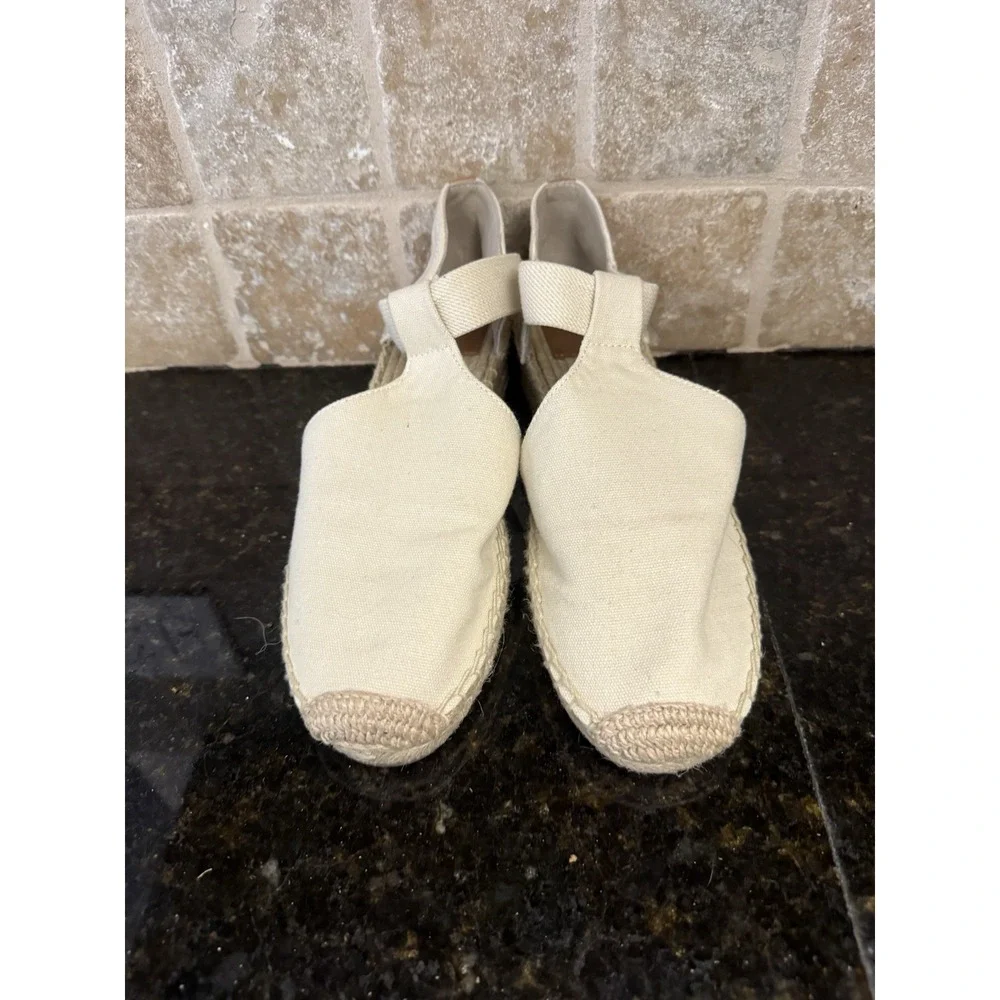 Tory Burch Neutral Catalina‎ Low Wedge Espadrille Shoes Women's 10.5 NWOT